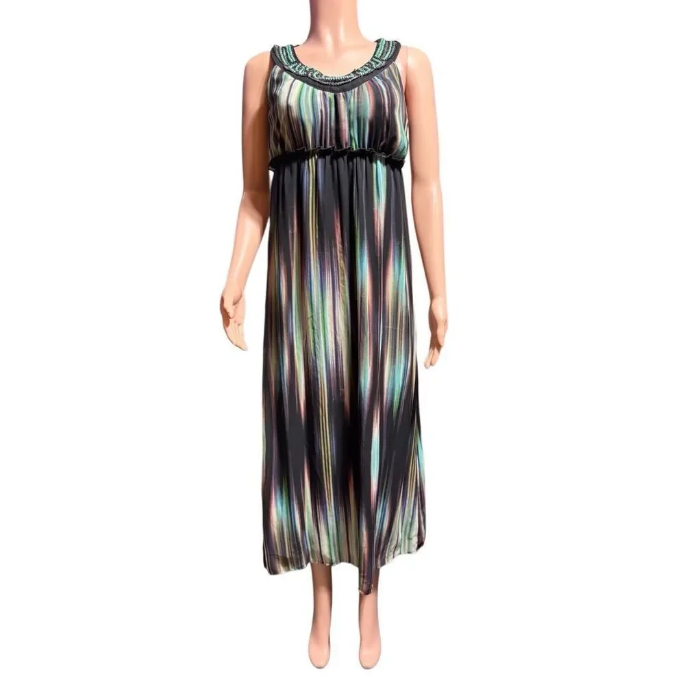 Samijo multicolored maxi dress with a beaded neckline M/8